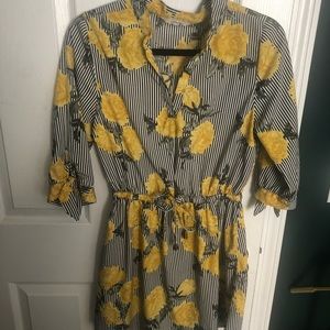 EUC Hint of Blush Striped Floral Shirt Dress